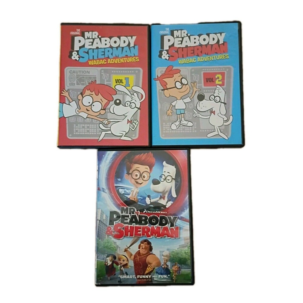 Mr Peabody & Sherman DVD Lot of 3  Wabac Adventures Vol 1 & 2 + Movie